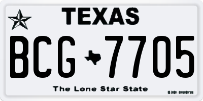 TX license plate BCG7705
