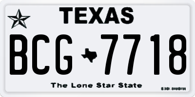TX license plate BCG7718