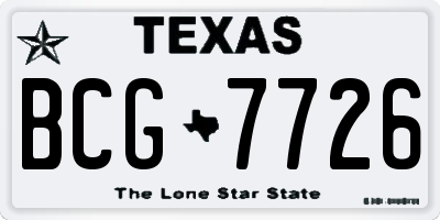 TX license plate BCG7726