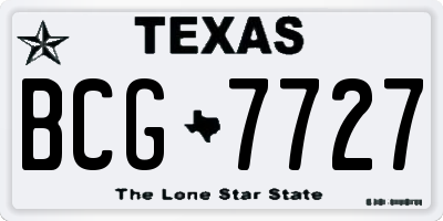 TX license plate BCG7727