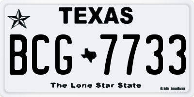 TX license plate BCG7733