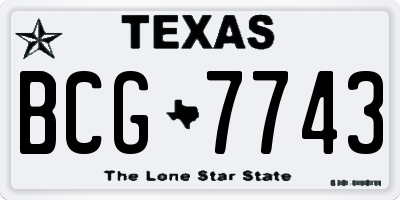 TX license plate BCG7743