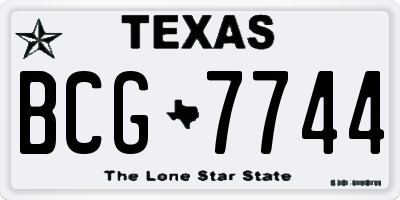TX license plate BCG7744