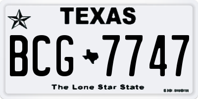 TX license plate BCG7747