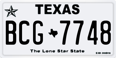 TX license plate BCG7748