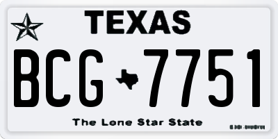 TX license plate BCG7751