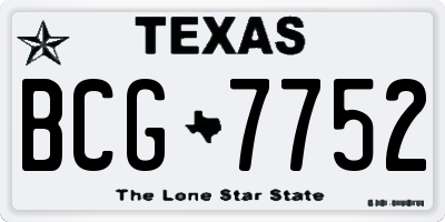 TX license plate BCG7752