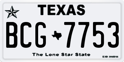 TX license plate BCG7753