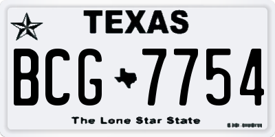 TX license plate BCG7754