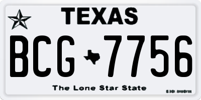 TX license plate BCG7756