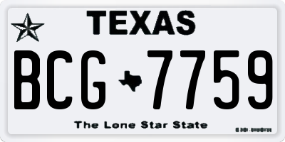 TX license plate BCG7759