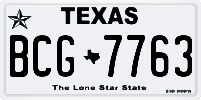TX license plate BCG7763