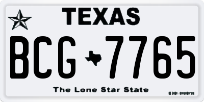 TX license plate BCG7765