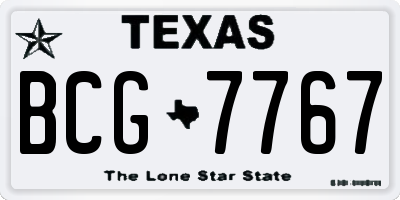 TX license plate BCG7767