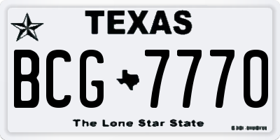 TX license plate BCG7770
