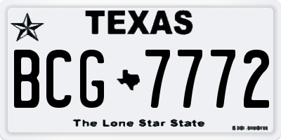 TX license plate BCG7772