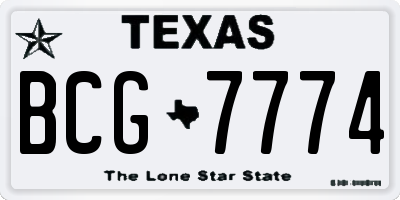 TX license plate BCG7774