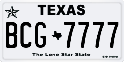 TX license plate BCG7777