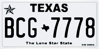 TX license plate BCG7778