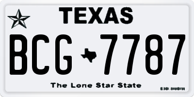 TX license plate BCG7787