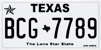 TX license plate BCG7789