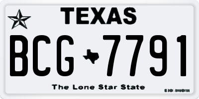 TX license plate BCG7791