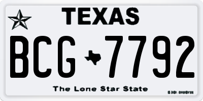 TX license plate BCG7792