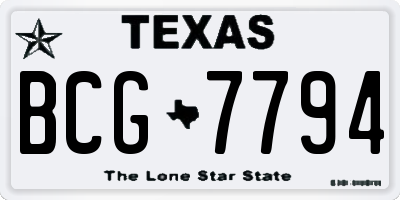TX license plate BCG7794