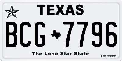 TX license plate BCG7796