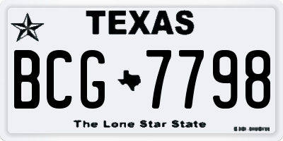 TX license plate BCG7798