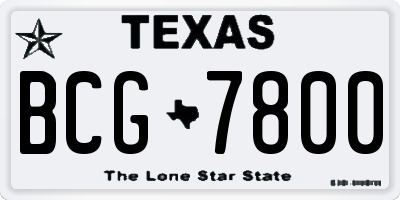 TX license plate BCG7800