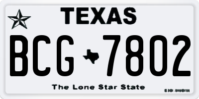 TX license plate BCG7802