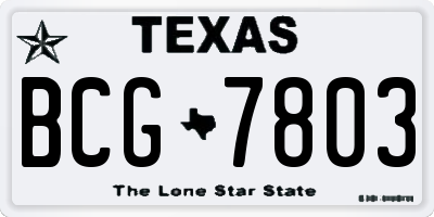 TX license plate BCG7803