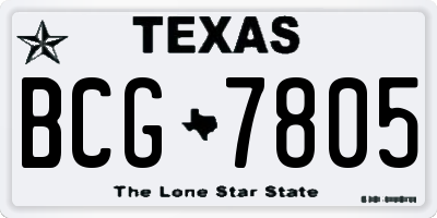 TX license plate BCG7805