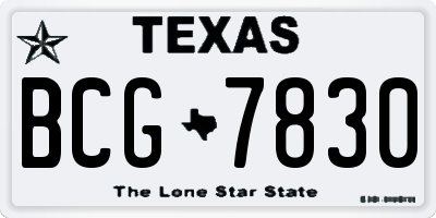 TX license plate BCG7830