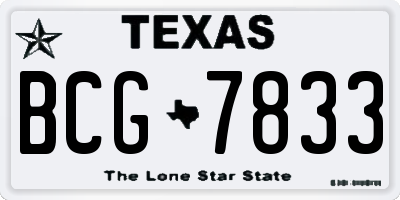 TX license plate BCG7833
