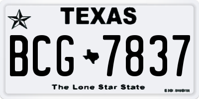 TX license plate BCG7837