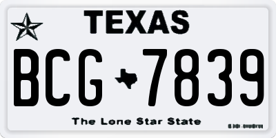 TX license plate BCG7839