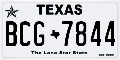 TX license plate BCG7844