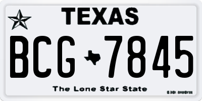 TX license plate BCG7845
