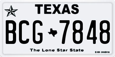 TX license plate BCG7848