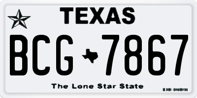 TX license plate BCG7867