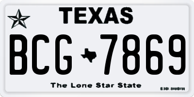 TX license plate BCG7869