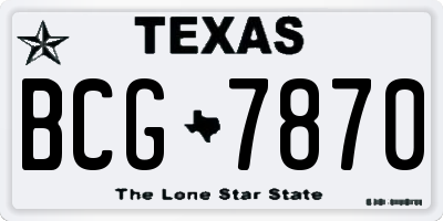 TX license plate BCG7870