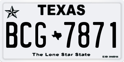 TX license plate BCG7871