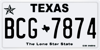TX license plate BCG7874