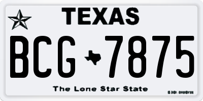 TX license plate BCG7875