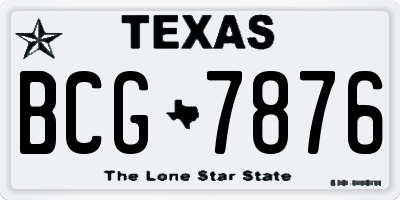 TX license plate BCG7876