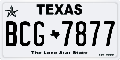 TX license plate BCG7877