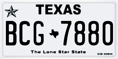 TX license plate BCG7880